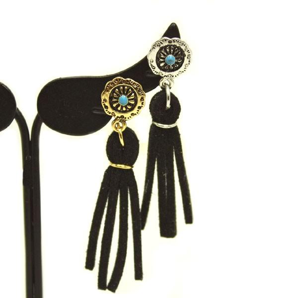 樹脂ポスト タッセル&プレートピアス P10-21 ゴールド シルバー  