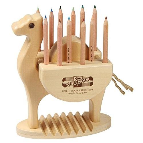 超美品の Holder Pencil Camel, Wooden Hardtmuth Koh-I-Noor with Pencils Color 12 色鉛筆