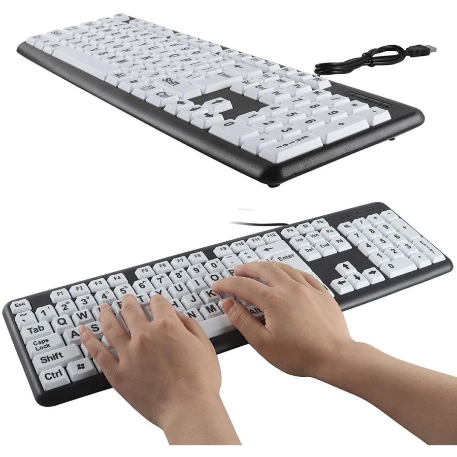 Usb有線キーボード 大型文字 老人 視覚障害者用 大活字 高齢者キーボード 耐摩耗性 快適 104キーフルキーボード 英語配列 人 工学 Heros Shop 通販 Yahoo ショッピング