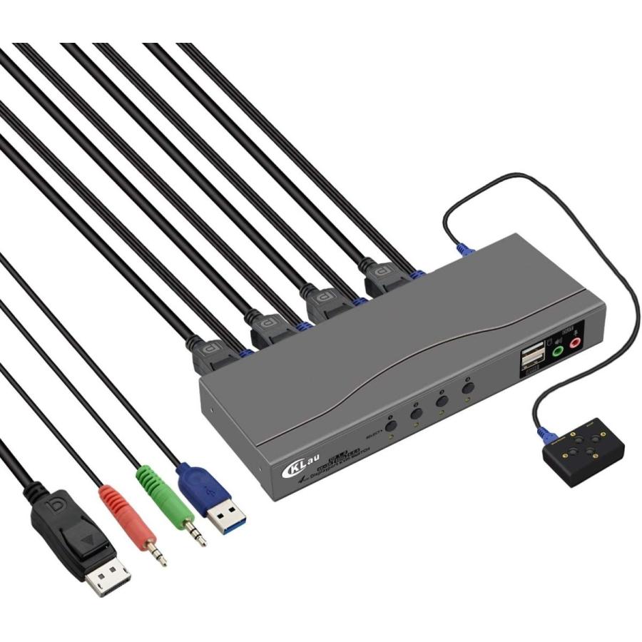マーケット CKLau 2入力2出力Displayport KVM スイッチ デュアル モニタKVM 切替器 2ポート USB2.0 ハブ オーディオと マイクを搭載 サポー www.federasul.com.br