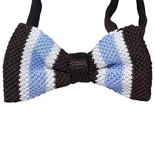 Sale 58 Off オジエ Ozieニット蝶ネクタイ 蝶タイ ボウタイストライプ柄 ブラウンｘサックスｘホワイト