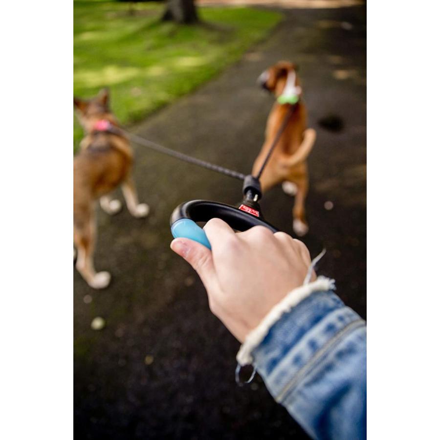 気質アップ Wigzi Llc デュアルドギー 2頭 リード 中型犬用 大型犬用 ジェルリーシュ 衝撃吸収 夜間も安心 リフレクトコード 絡まりにくい 回転カン 長さ 約137cm ブラック 春バーゲン 特別送料無料 Titanicgroup Com