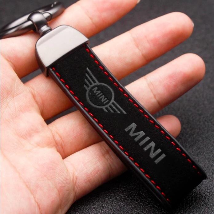 キーホルダー MINI COOPER ミニクーパー ブラック 黒 スエードレザー 