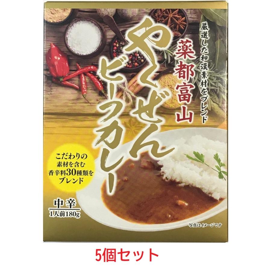 薬膳 ビーフカレー 5食セット レトルトカレー 香辛料30種類をブレンド 保存用 備蓄用 防災用 美味しい 中辛 富山めぐみ製薬｜heruconjp