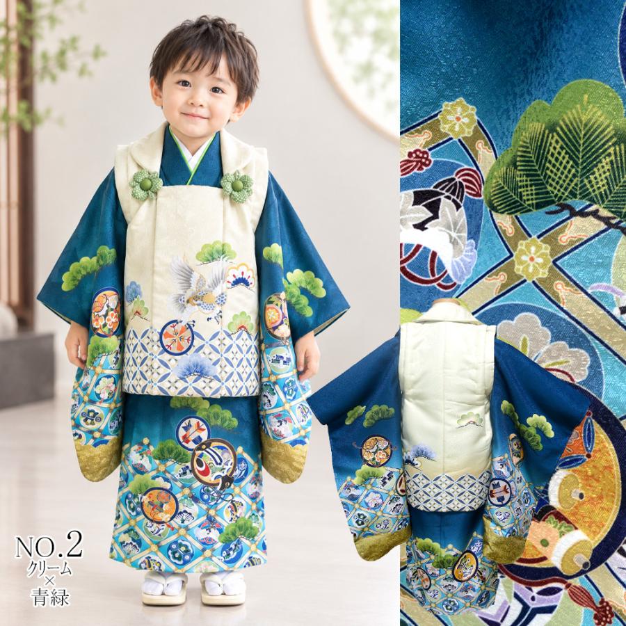 レンタル】 七五三 着物 男の子 絵羽柄 3歳 8点 被布 セット 2(被布