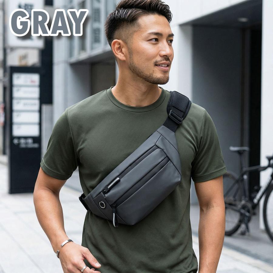 撥水ボディバッグ| メンズ 軽量 多収納 黒 美品 | 仕事 学生 ギフト ウエストバッグ ウエストポーチ メンズ 大容量 防水 軽量 仕事用