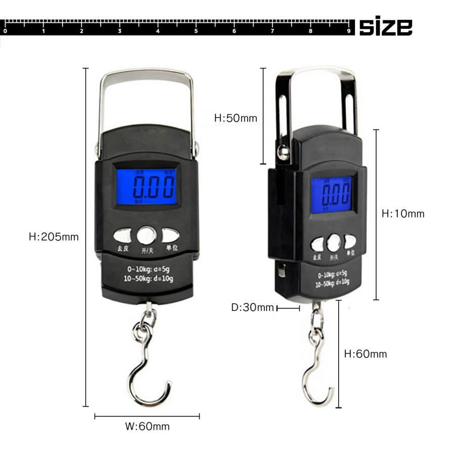 メーカー直送 フィッシングメジャー スケール 釣り 巻き尺付 吊り下げ デジタル はかり 50kg 1m 計量 重量 釣り具 フィッシングツール 