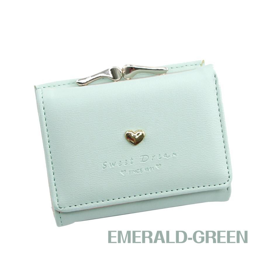 財布 レディース 二つ折り 三つ折り がま口 ハートチャーム 使いやすい