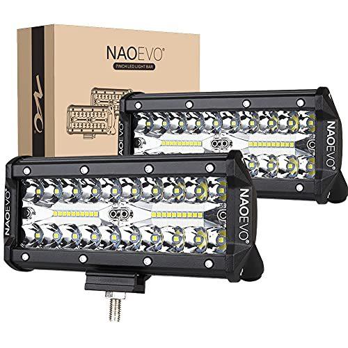 国内外の人気！ NAOEVO 7インチ LEDライトバー 240W 24，000LM オフロードフォグライト ドライビングライト LEDポッド スポットフラッドコンボ