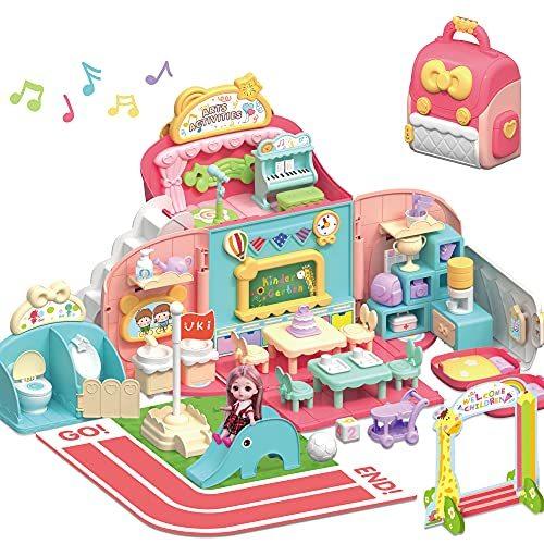輝く高品質な Pretend Girls Playset, Dollhouse Kids iLearn iPlay, Play School House Doll 電子玩具