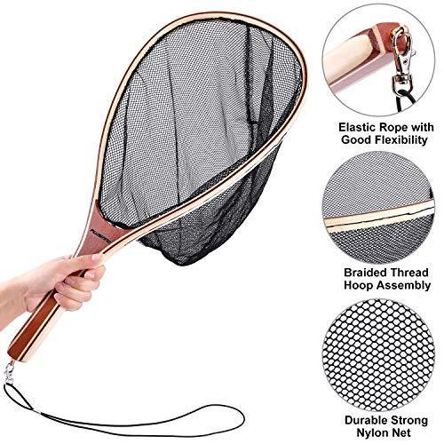 限定特価 Plusinno フライフィッシングネット 木製フレーム フィッシングランディングネット 磁気リリース ソフトラバーメッシュネット トラウト バス キ その他体育器具 Morrismonument Com