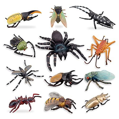 Toymany 12pcs昆虫フィギュアセット 飾り 誕生日プレゼント 動物フィギュア 昆虫おもちゃ リアルな動物模型 昆虫動物モデル 動物フィギュア 電子玩具 公式の店舗 Themtransit Com
