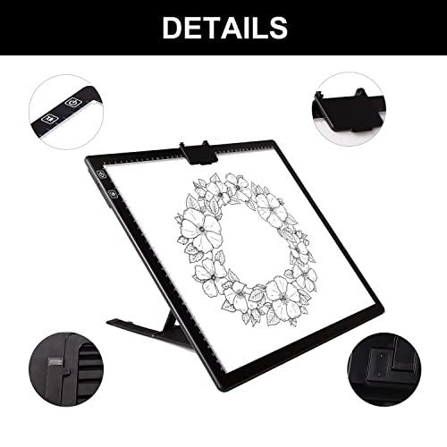 A3 Light Pad, Elice Tracing Light Box 3 Colors Mode Stepless Dimmable and 6  Levels of Brightness Light Copy Pad, Wireless Rechargeable Led Light Board