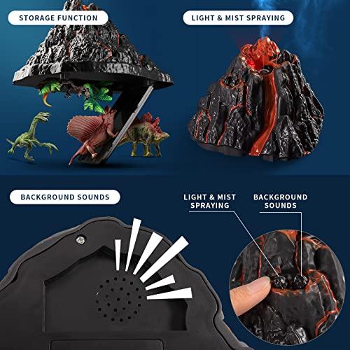 恐竜を 火山 サウンド 人工火山噴火 大きな火山おもちゃセット 6歳 5 4 3 2 子供用 9個パック アクションフィギュア リアルな恐竜のおもちゃ 電子玩具 気質アップ Themtransit Com