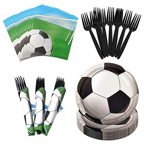 Soccer Value Party Supplies Pack (60 Pieces for 16 Guests) ー Soccer