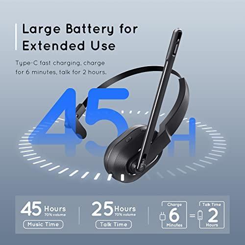 販売割引商品 EKSA H5 業務用 ワイヤレスヘッドセット Bluetooth ヘッドセット 片耳 USBドングル付属 通話ノイズリダクション 単一指向性 マイク