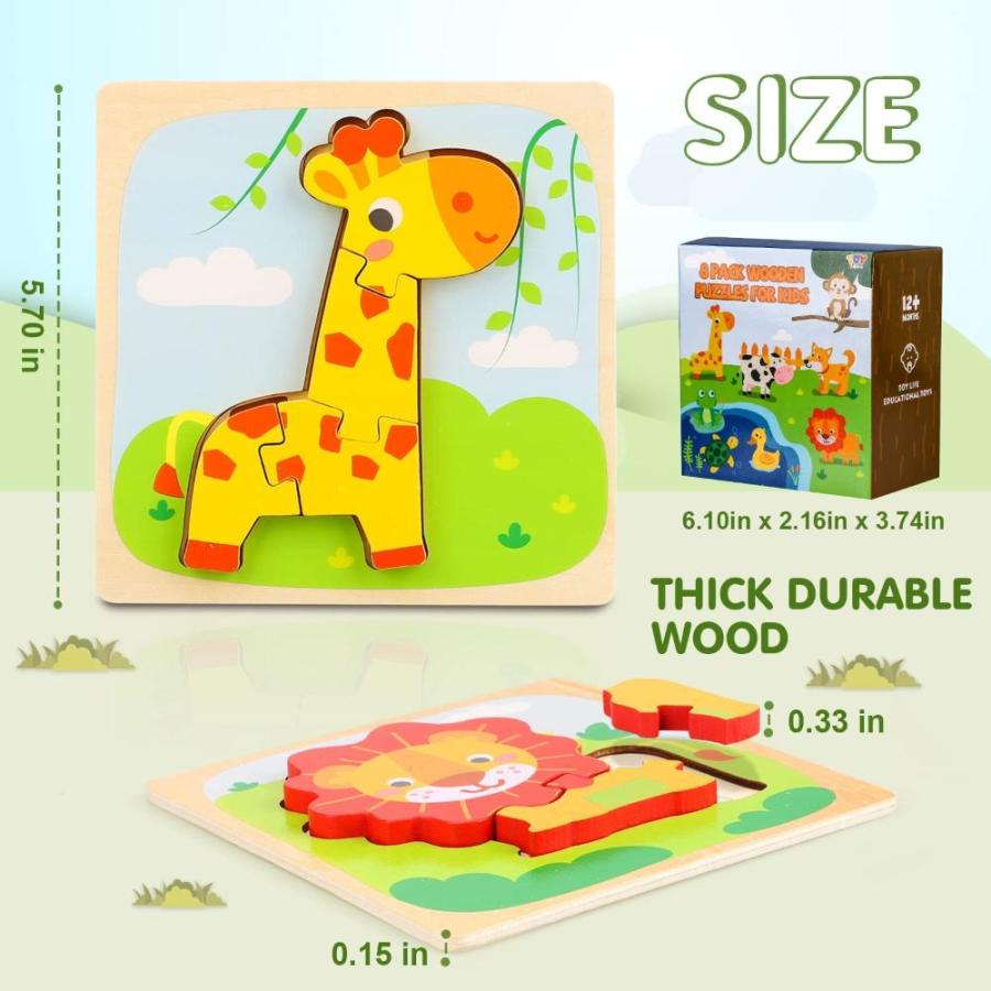 ロシアの行動 TOY Life Wooden Animal Puzzles for Toddlers 1ー3， 8 Pack Baby Puzzle for Kid