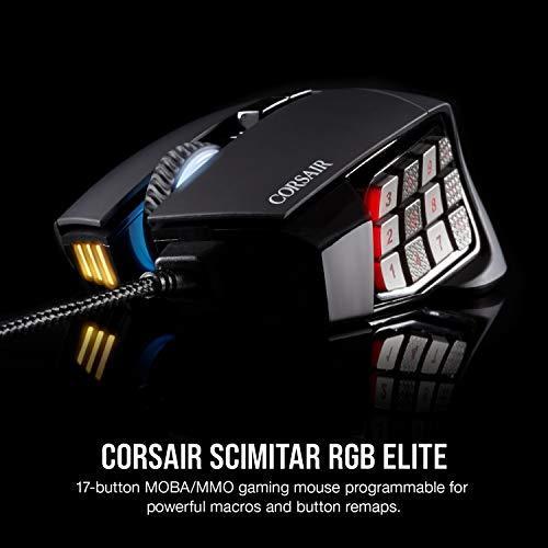 大注目商品 Corsair SCIMITAR RGB ELITE Gaming Mouse For MOBA， MMO ー 18，000 DPI ー 17 Pro