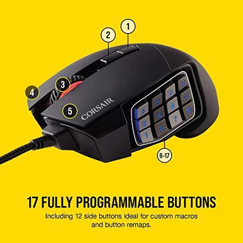 大注目商品 Corsair SCIMITAR RGB ELITE Gaming Mouse For MOBA， MMO ー 18，000 DPI ー 17 Pro