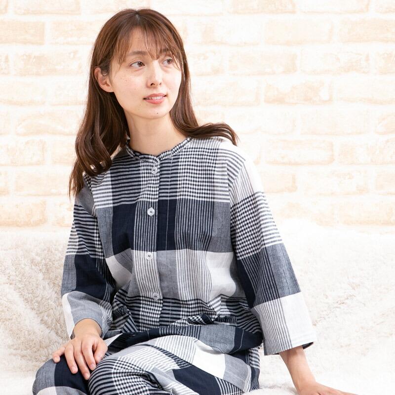 パジャマ レディース 7分袖9分パンツ 前開き 夏 肌にやさしい綿100