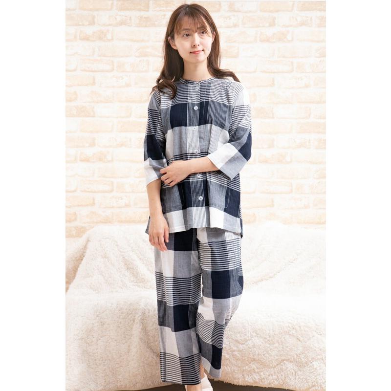 パジャマ レディース 7分袖9分パンツ 前開き 夏 肌にやさしい綿100