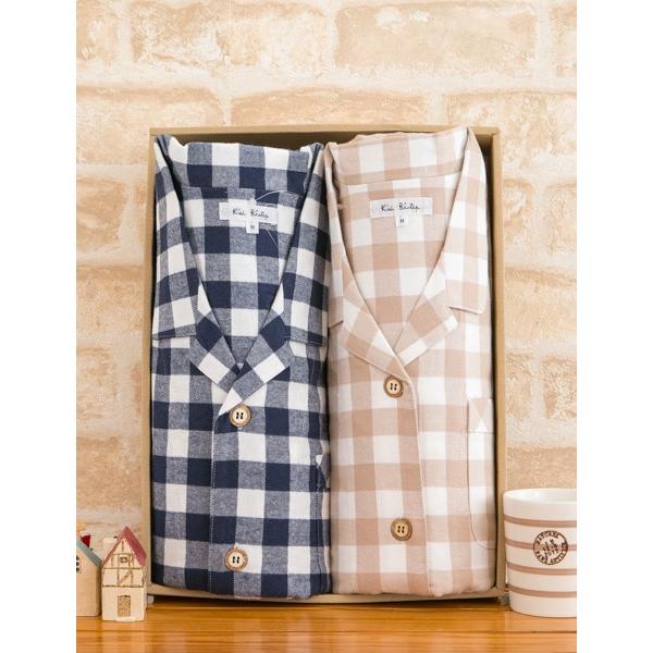 春 カップル 結婚祝い パジャマ 冬 母の日 長袖 パジャマ ペア 父の日 秋 ルームウェア メンズ レディース Sサイズ 長パンツ 綿100 先染めナチュラルチェック Llサイズ あり