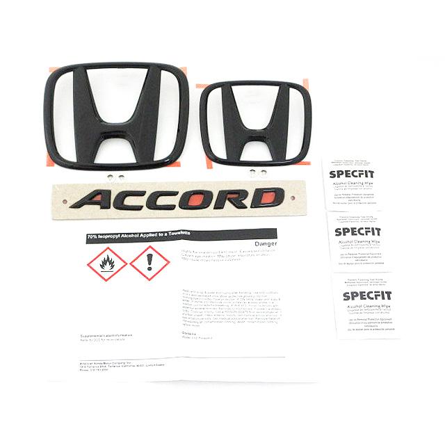 アコードCV3【HONDA】ホンダACCORD純正USエンブレムセット-前後3点グロスブラック/USDM北米仕様USA(前後Hマーク＆ACCORD文字)黒色_1