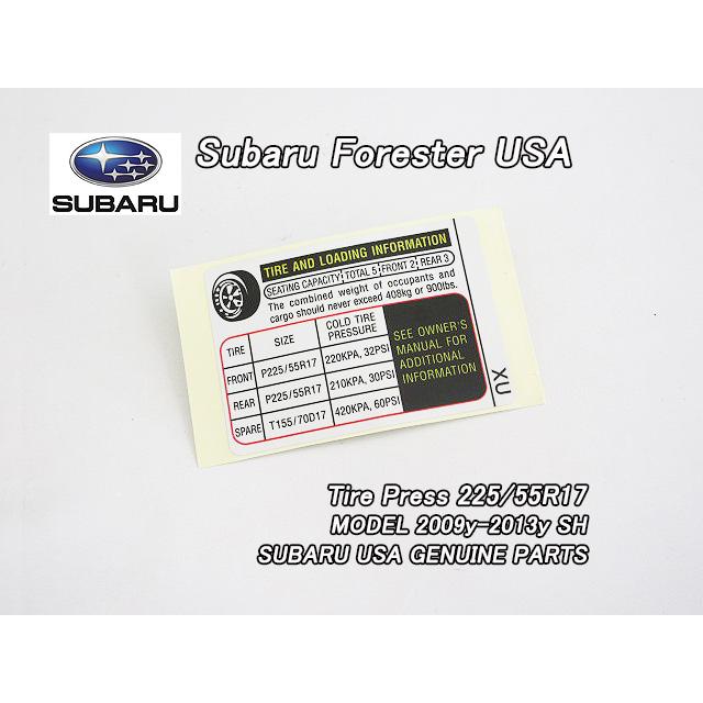フォレスターSH【SUBARU】スバルFORESTER純正USラベル-Tire.Pressure 