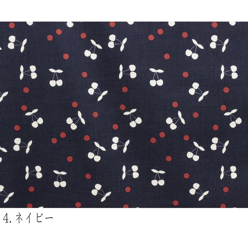 cherry dotサクランボドット柄T/Cシーチング生地 ネイビー1色 i_1140