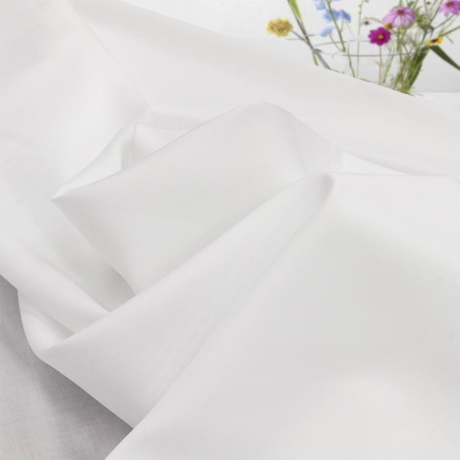 コットンサテン 無地 シルプレシュランク加工 生地 スノーホワイト