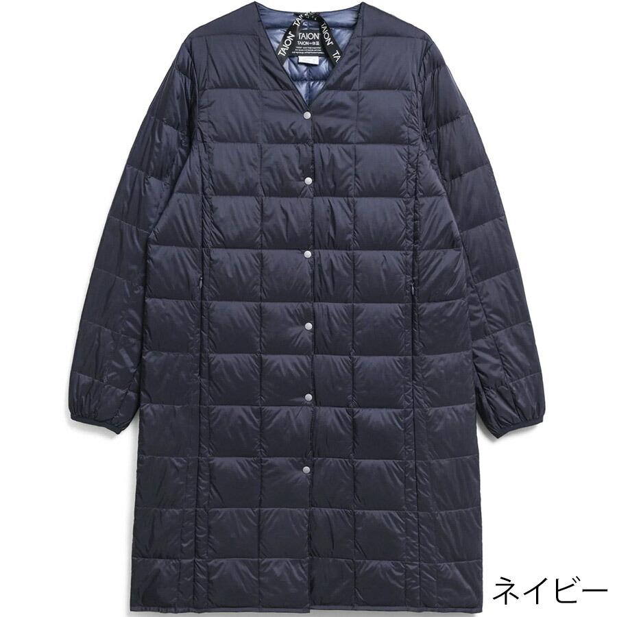 2/11感謝デー最大+5% タイオン ダウンコート W101-Long Taion Vネックボタン インナー ロングダウンジャケット V Neck Long Down Jkt レディース ダウン | TAION | 02