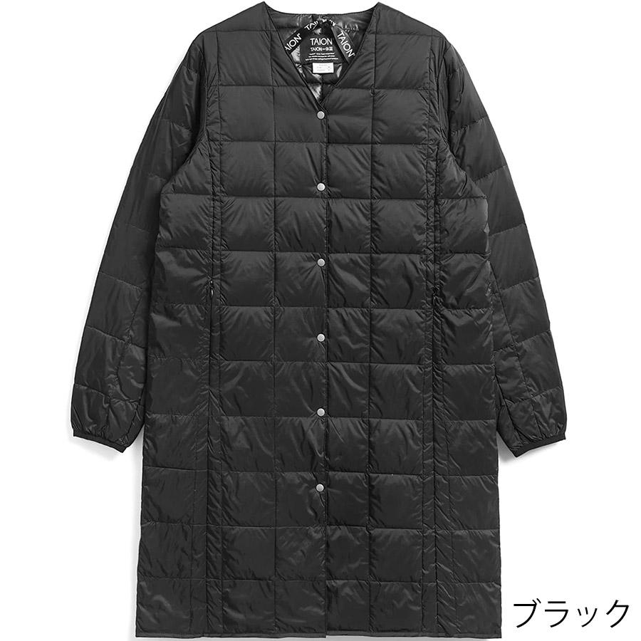 2/11感謝デー最大+5% タイオン ダウンコート W101-Long Taion Vネックボタン インナー ロングダウンジャケット V Neck Long Down Jkt レディース ダウン | TAION | 01