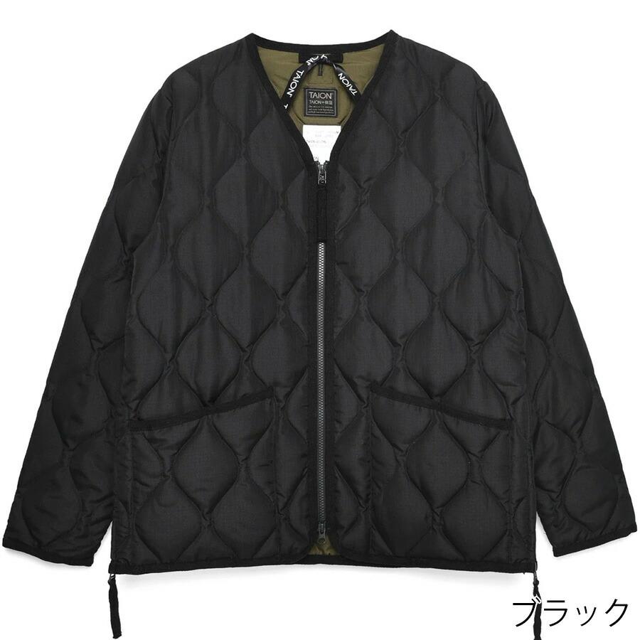 本日最大+7% クーポン最大1500円 タイオン ダウンジャケット 101zml-1 Taion ミリタリー Vネックジップ インナー Military Down Jkt メンズ レディース | TAION | 01