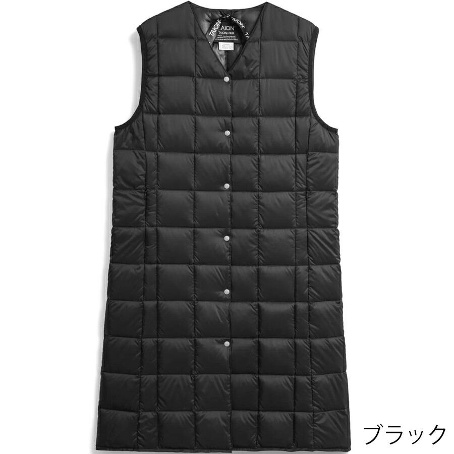 タイオン ロングダウンベスト W001-Long Taion Vネックボタン インナー ロング ダウン ベスト V Neck Long Down Vest レディース | TAION | 01