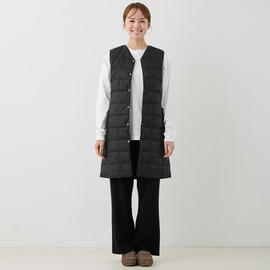 タイオン ロングダウンベスト W001-Long Taion Vネックボタン インナー ロング ダウン ベスト V Neck Long Down Vest レディース | TAION | 05