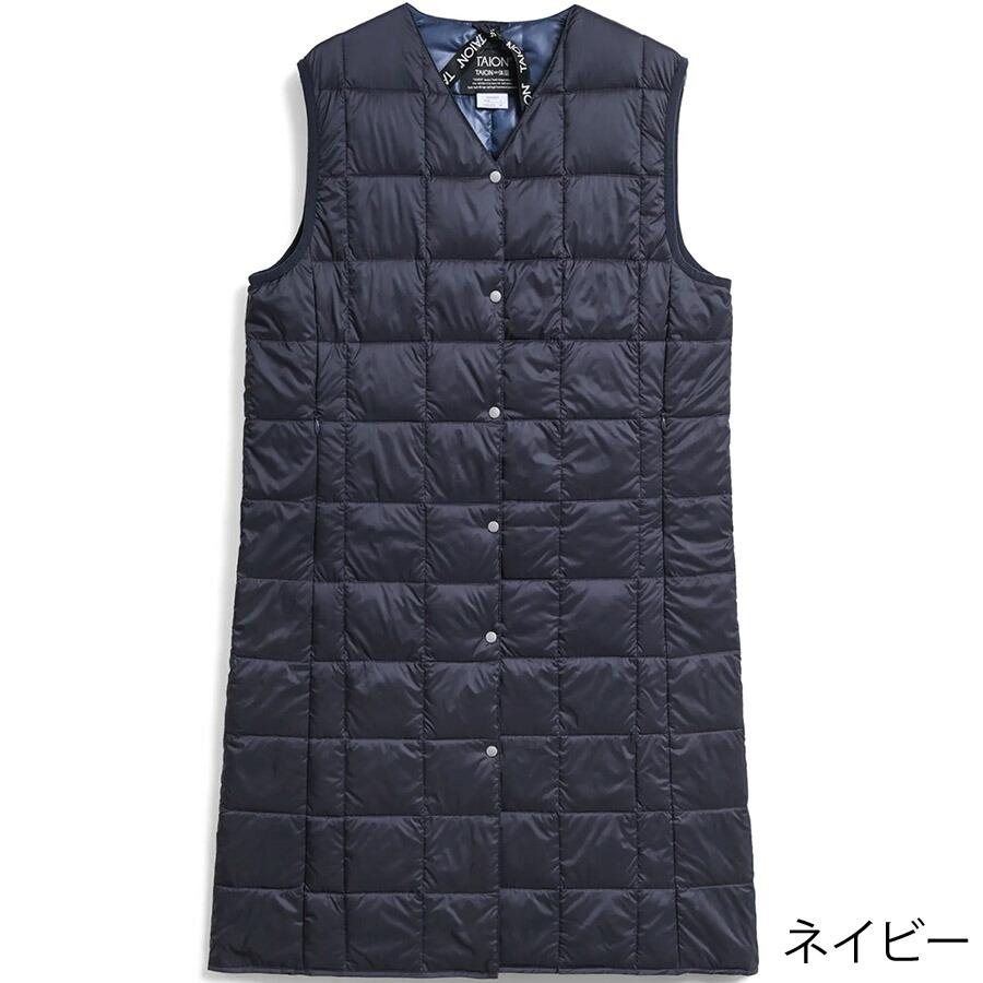 タイオン ロングダウンベスト W001-Long Taion Vネックボタン インナー ロング ダウン ベスト V Neck Long Down Vest レディース | TAION | 02