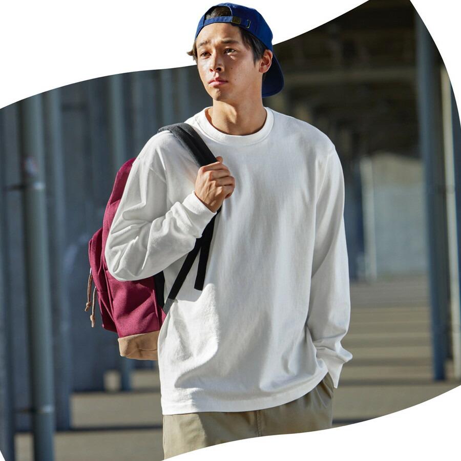 ヘインズ シロ クロ Tシャツ 長袖 HM4-A201 SHIRO 白 HM4-C201 KURO 黒 Hanes クルーネック 厚手 メンズ レディース | Hanes | 12