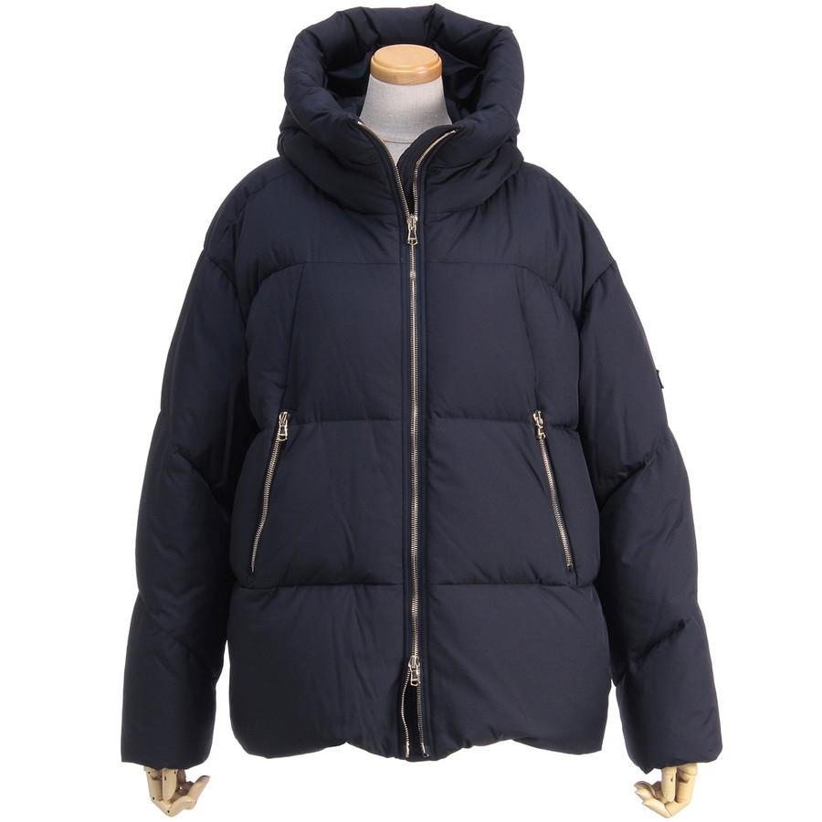 TATRAS ネイビー　ダウンジャケット フード付き TATRAS ネイビーダウンジャケット ロング丈 ファー付き