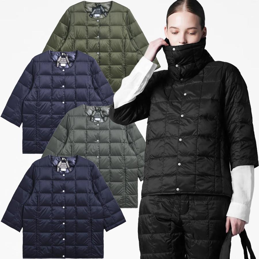 1/4プレミアム会員+5% タイオン レディース ダウンジャケット Taion W014 クルーネック七分袖 ダウンジャケットCrew Neck 3/4 Sleeve Down ダウン ジャケット | TAION