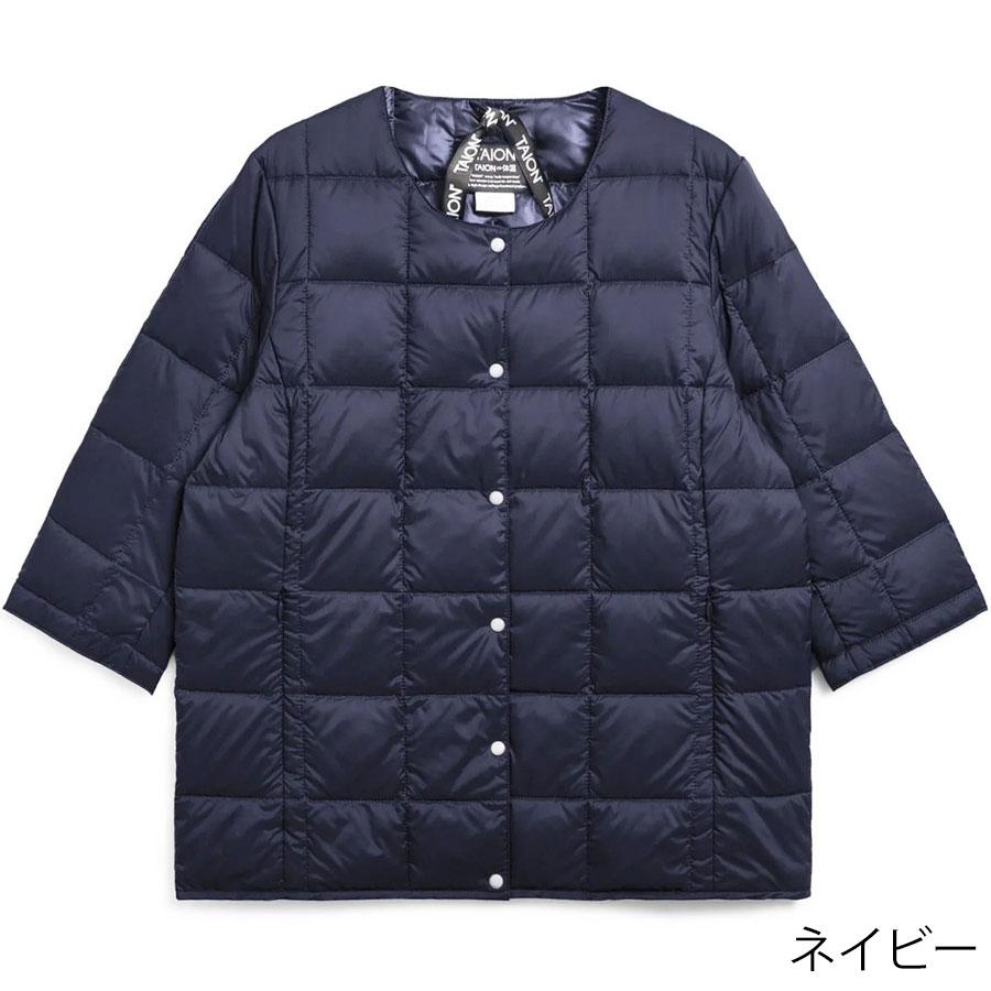 1/4プレミアム会員+5% タイオン レディース ダウンジャケット Taion W014 クルーネック七分袖 ダウンジャケットCrew Neck 3/4 Sleeve Down ダウン ジャケット | TAION | 02