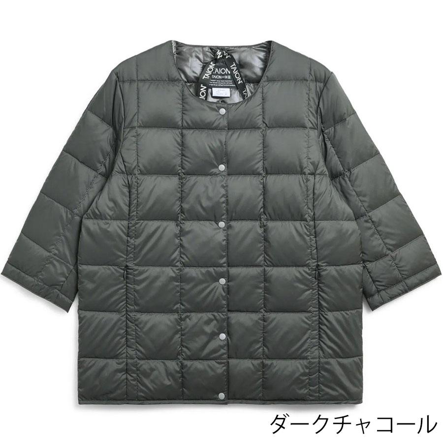 1/4プレミアム会員+5% タイオン レディース ダウンジャケット Taion W014 クルーネック七分袖 ダウンジャケットCrew Neck 3/4 Sleeve Down ダウン ジャケット | TAION | 04