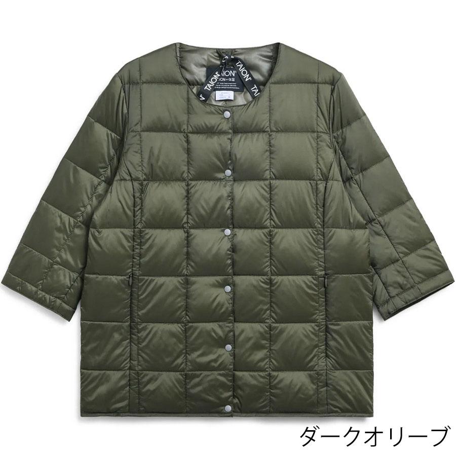 1/4プレミアム会員+5% タイオン レディース ダウンジャケット Taion W014 クルーネック七分袖 ダウンジャケットCrew Neck 3/4 Sleeve Down ダウン ジャケット | TAION | 05