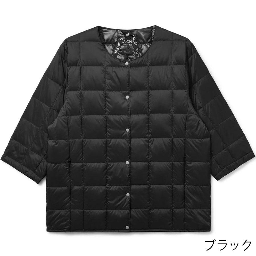 1/4プレミアム会員+5% タイオン レディース ダウンジャケット Taion W014 クルーネック七分袖 ダウンジャケットCrew Neck 3/4 Sleeve Down ダウン ジャケット | TAION | 01