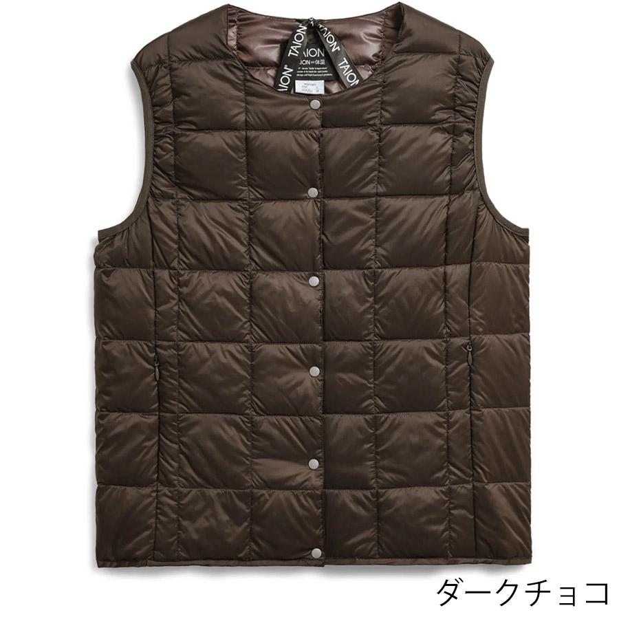 1/5+4%クーポン1000円 タイオン インナーダウンベスト W004 Taion クルーネックボタン インナー ダウンベスト Crew Neck Button Down Vest レディース | TAION | 09