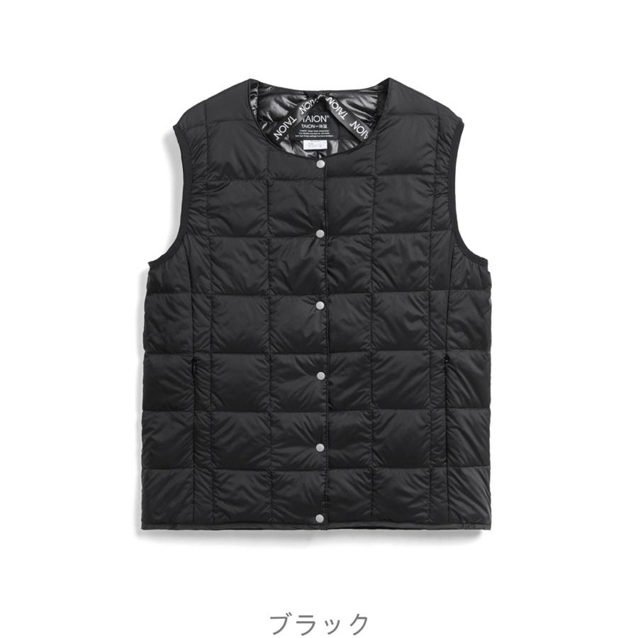 1/5+4%クーポン1000円 タイオン インナーダウンベスト W004 Taion クルーネックボタン インナー ダウンベスト Crew Neck Button Down Vest レディース | TAION | 01