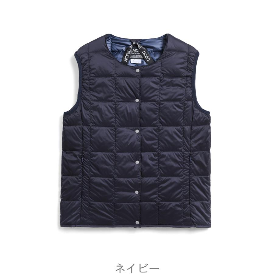 1/5+4%クーポン1000円 タイオン インナーダウンベスト W004 Taion クルーネックボタン インナー ダウンベスト Crew Neck Button Down Vest レディース | TAION | 02
