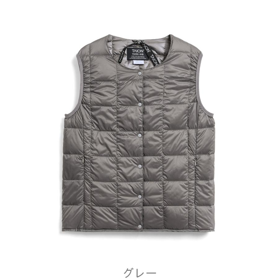 1/5+4%クーポン1000円 タイオン インナーダウンベスト W004 Taion クルーネックボタン インナー ダウンベスト Crew Neck Button Down Vest レディース | TAION | 03