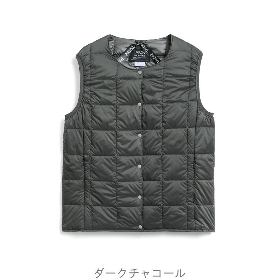 1/5+4%クーポン1000円 タイオン インナーダウンベスト W004 Taion クルーネックボタン インナー ダウンベスト Crew Neck Button Down Vest レディース | TAION | 04