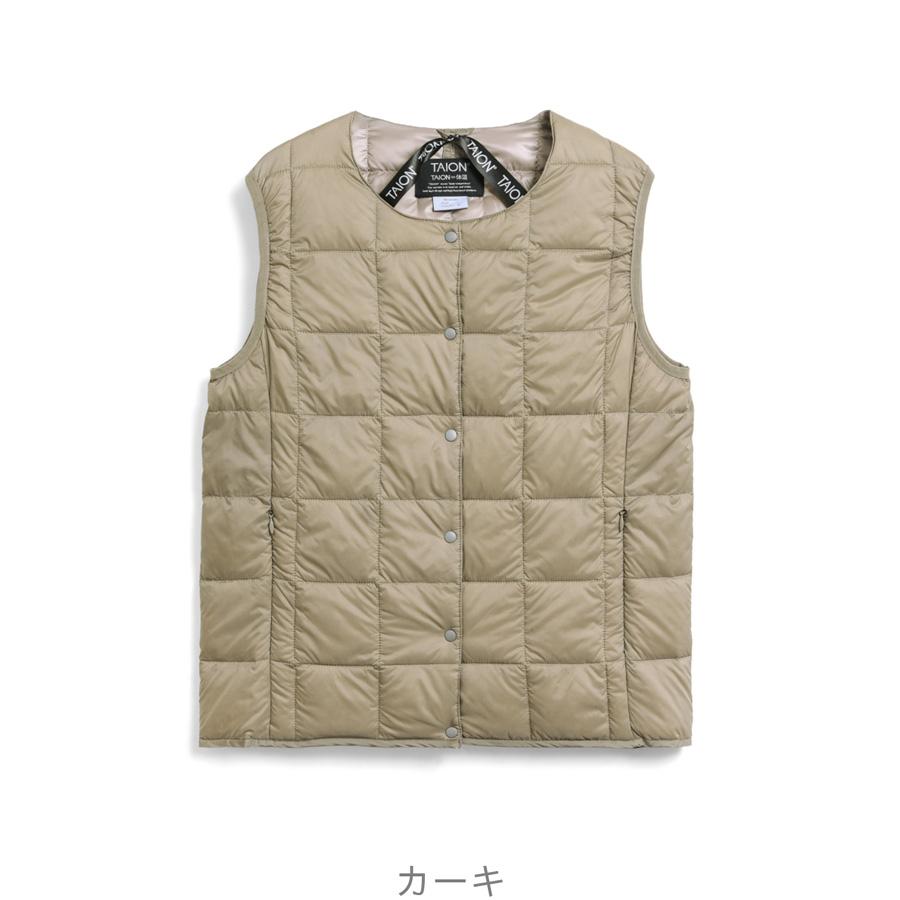 1/5+4%クーポン1000円 タイオン インナーダウンベスト W004 Taion クルーネックボタン インナー ダウンベスト Crew Neck Button Down Vest レディース | TAION | 06