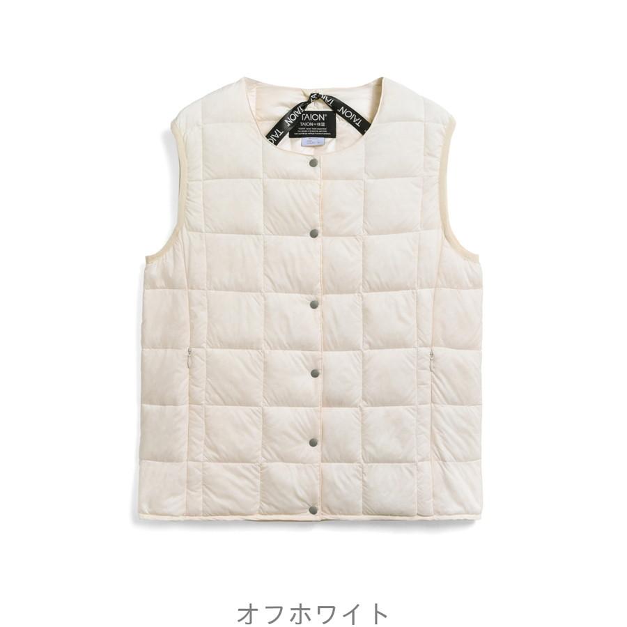 1/5+4%クーポン1000円 タイオン インナーダウンベスト W004 Taion クルーネックボタン インナー ダウンベスト Crew Neck Button Down Vest レディース | TAION | 07